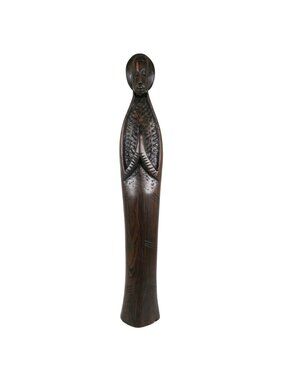 Macassar Ebony African Praying Woman Statue 12.5" Mid-Century Carving
